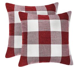 Pillow Case 45*45cm Christmas Buffalo Cheque Plaid Throw Pillow Covers Cushion Case Cotton Linen Pillowcase for Farmhouse Home Decor 18*18