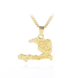 Punk Map Letter Pendants Necklace For Women Men Gold Plated Jewelry Party Club Decor With Chain