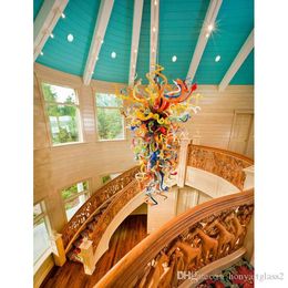 Colourful Hand Blown Pretty Murano Art Glass Ceiling Lamp for Villa Stair Decor