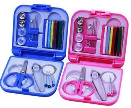 100set Portable Travel Sewing Kit Thread Needles Mini Plastic Case Scissors Tape Pins Thread Threader Set Home Sewing Tools