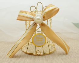 Bird Cage Bell Candy Box Wedding Gift Iron Golden Gift Boxes Baby Birth Christmas Celebration Party Guests Return Gift