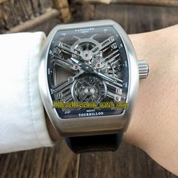 vanguard watch eternity Super quality NEW SARATOGE Vanguard Skeleton V 45 T SQT BR (NR) Real Tourbillon Automatic Mens Watch 316L Steel Case Sport Watches