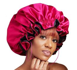 Silk Night Cap Hat Double side wear Women Head Cover Sleep Cap Satin Bonnet for Beautiful Hair - Wake Up Perfect Daily Factory Sale GD300