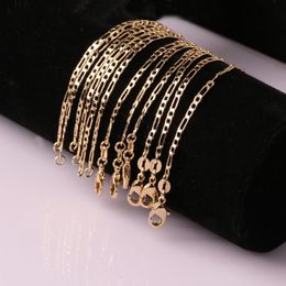 20pcs Mens Gold Chain Necklace 2mm Stamp Gold Colour Vintage Chain Woman and girl Figaro chain Jewellery Wholesale