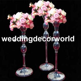 New style Gold Candle Holders Metal Candlestick Flower Vase Table Centerpiece Event Flower Rack Road Lead Wedding Decoration decor268