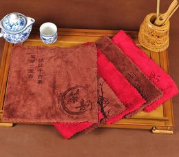 Tea towel custom LOGO tea mat props gift with lace tea cloth pad absorbent laser printing small square towel 30*30cm