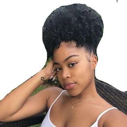 Short high Kinky Curly Ponytails Extensions Mongolian Clip In Human Hair Ponytails Natural Colour 10-16 Inch 120g Sleek Curly Ponytail