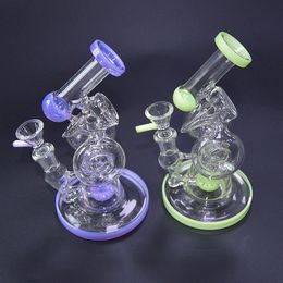 7.8 Inch Hookahs Unique Bongs Sidecar Design Glass Bong Double Recycler Dab Oil Rigs Slitted Donut Perc Waterpipes DHL XL-320