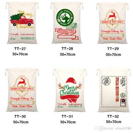 2022 Christmas Gift Bags 50*70cm Heavy Canvas 26 style Santa Claus Sack Bag for kids