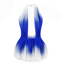 Skating Dresses Ice Skating Dress Blue Dance Costumes Girls Handmade Crystals Competition figure skating dress