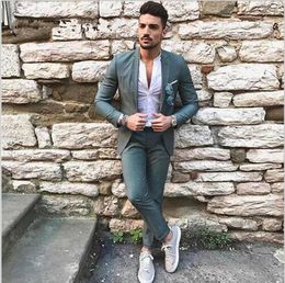 Latest Designers Green Men Suits for Wedding Slim Fit Groomsmen One Button Tuxedos Formal Prom Evening Blazer Suits(Jacket+Pants)