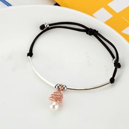 Stainless Steel Bracelet Trendy pearl Lucky Bangle Charm Chain Bracelet For Women For Teens Simple Jewellery gift