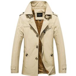 Warm winter poplular England Designer Turtle Neck Jacket Windbreaker Medium-Long fleece Men's Trench Coats Plus size M~5XL