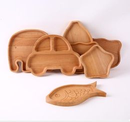 Wholesale beech children's tableware solid wood tray children's dinner plate
