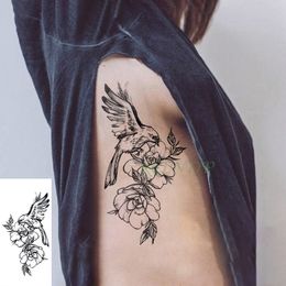 étanche Temporary Tattoo Sticker Oiseau Plume Aile Fleur Faux Tatouage Flash Tatoo Grand Art Tatouages Pour Fille Femmes Hommes Kid