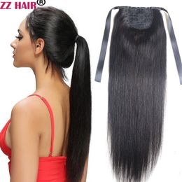 16-28 inches Ribbon Ponytail Horsetail 120g Clips in/on 100% Brazilian Remy Human hair Extension Natural Straight
