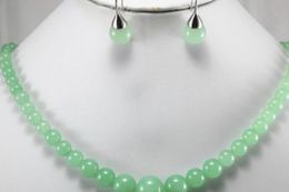 -Conjunto de joyas Natural 6-12mm pendientes del collar del jade verde de luz de joya collar nuevo diseño 4colors