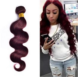 Brazilian Body Wave 99j Human Hair Weave Bundle Color 99J Burgundy Hair Bundles Deal Wet and Wavy