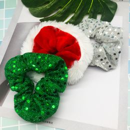 3 Colors Christmas Hairbands Kids Sequin Scrunchies Ring Hair Plate Hair Large Intestine Circle Xmas Head Rope headwear ponytail Rope M637