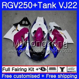 Body +Tank For SUZUKI VJ21 RGV250 88 89 90 91 92 93 307HM.14 RGV-250 VJ22 RGV 250 1988 1989 1990 1991 1992 1993 Rose Blue stock Fairing kit