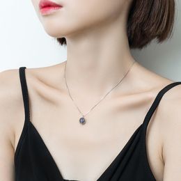 Fashion-e S925 Sterling Silver Labradorite Pendant Necklace For Women Fine Jewelry Nature Gemstone Handmade bijoux femme