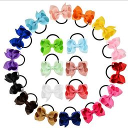 Kids Hair Ornament Baby's Butterfly Tie Solid Colour Hair Tie Girl's Ring Rubber Headdress 20 Colours