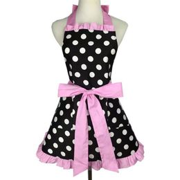 Lovely Sweetheart Red Bib Cotton Apron Dress Christmas Fashion Flirty Retro Kitchen Women Polka Dot Apron Gift QW9778