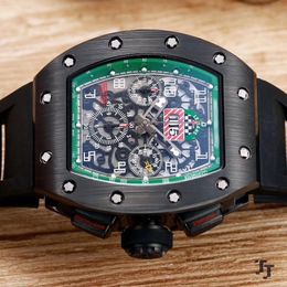 -2019 moda R-M mens relógio preto caso excelente qualidade homens relógios automáticos auto-liquidação movimento varrendo relógio pulseira de borracha