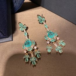 Fashion-Crystal Earrings Fashion Brand Jewelery 925 Silver Needle Flower Pendant Earring Designer CZ Stud Earings