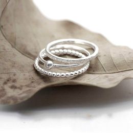 3pcs fashion simple 925 standard silver white diamond female Ring Engagement Wedding Bride princess love ring size 6-10