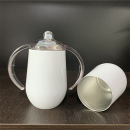 Hot 10oz Sublimation Sippy Cup Stainless Steel wine glasses Double Handles Egg Cups Sucker Cup Double Wall Vacuum Insulated Flask