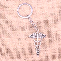 New Keychain 49*30mm caduceus medicine symbol Pendants DIY Men Car Key Chain Ring Holder Keyring Souvenir Jewellery Gift