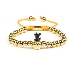 Gold Plated Copper Pineapple Bracelet For Women Dainty Gifts Friendship Bracelet Jewellery 6mm Stainless Steel Bracelets Bangle For Men