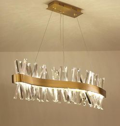 Nordic crystal chandelier rectangular restaurant light S-shaped luxury bar decoration lamp