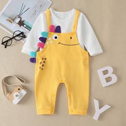2020 Baby Boys Girls Clothes Sets Autumn Suit Newborn Clothing Sets Cartoon Dinosaur T-Shirt + Suspender Pants 2Pcs Baby Outfits Suits