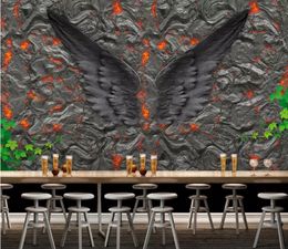 Custom Photo Wallpaper Mural 3D Creative Angel Wings Inspirational Bar Mural Wall Decorative Painting papel de parede wall papers home decor