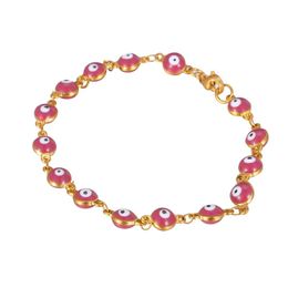 Fashion-Women Bracelet Fashion Gold Plated Stainless Steel Bracelet bangles enamel Evil Eyes Chain Bracelet 20cm turkish Jewellery