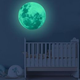 5см светящиеся луны земля наклейки на стены DIY 3d настенные наклейки для детской комнаты спальня низко в темной стене наклейка комнаты дома декор