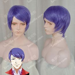Tokyo Ghoul Shu Tsukiyama Shuu Short Blue Purple Cosplay Hair Wig