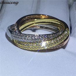 choucong 3-in-1 Finger Ring sets Pave setting 5A Zircon Cz 925 sterling Silver Engagement Wedding Band Rings for Women Jewellery