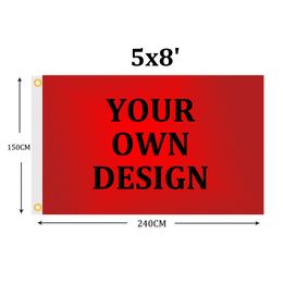 Custom 5x8 FT Flag Banner 150x240 cm Sports Party Club Gift Digital Printed Polyester Advertising Indoor Outdoor Flags and Banners