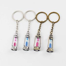 Metal Lamp Shaped Timer Hourglass Keychain Sandglasses Novelty Item Guft for Woman and Men