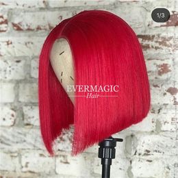 Customize Color BLUE GREEN PURPLE Red Bob Wig Full Lace Wig Human Hair For Black Women