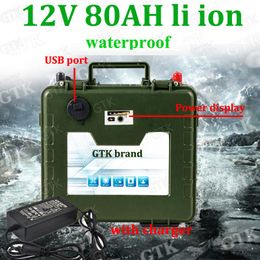 12v 80ah lithium ion battery 12v no lifepo4 battery USB port for panneau solaire Electric tricycle LED lamps inverter + charger