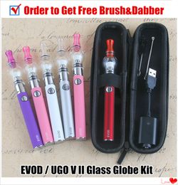 e cigarette Evod dab pen starter kits Glass Globe Tank UGO-V II Micro USB Passthrough wax vaporizer