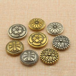 creative flower carved decorative buckle leather button DIY handmade leather wallet screw hardware part craft