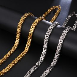 HIP Hop Width 6mm Stainless Steel Gold Silver Byzantine Link Chain Necklace 316L Stainless For Men Jewellery Dropshipping