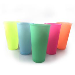 Color Changing Water Cup Temperature Sensitive Plastic Bottle 700ml PP Material Fruit Juice Mug 5 Colors High Capacity Tumbler with Lid