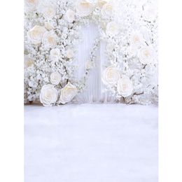 Digital Printed Champagne Roses White Curtain Flowers Wall Backdrop Wedding Photography Valentines Day Party Photo Background