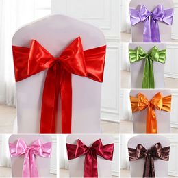 Elastic Chair Band Covers Sashes For Wedding Party Bowknot Tie Chairs sashes Hotel Meeting Wedding Banquet Supplies 12 Colour WX9-1233